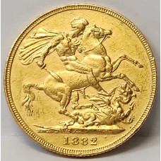 AUSTRALIA 1882 . ONE 1 SOVEREIGN . MELBOURNE . GOLD